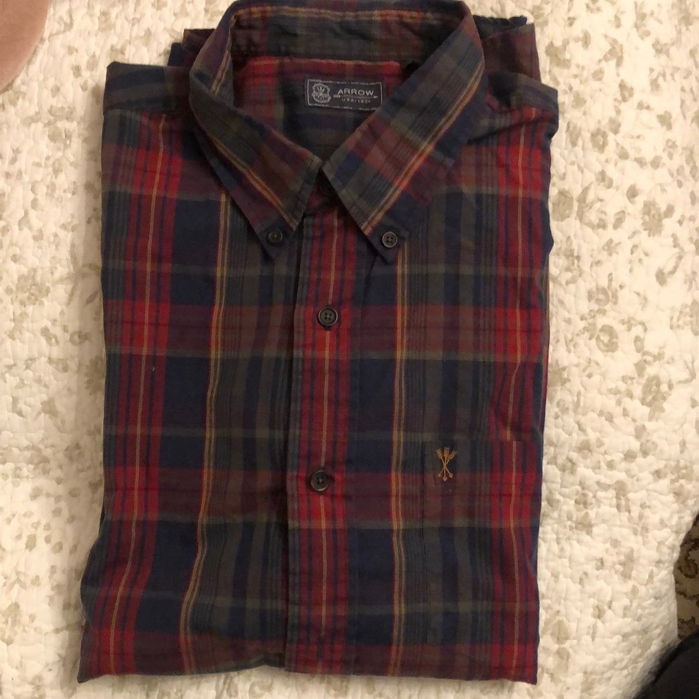 Arrow Long Sleeve Plaid Button Down Shirt